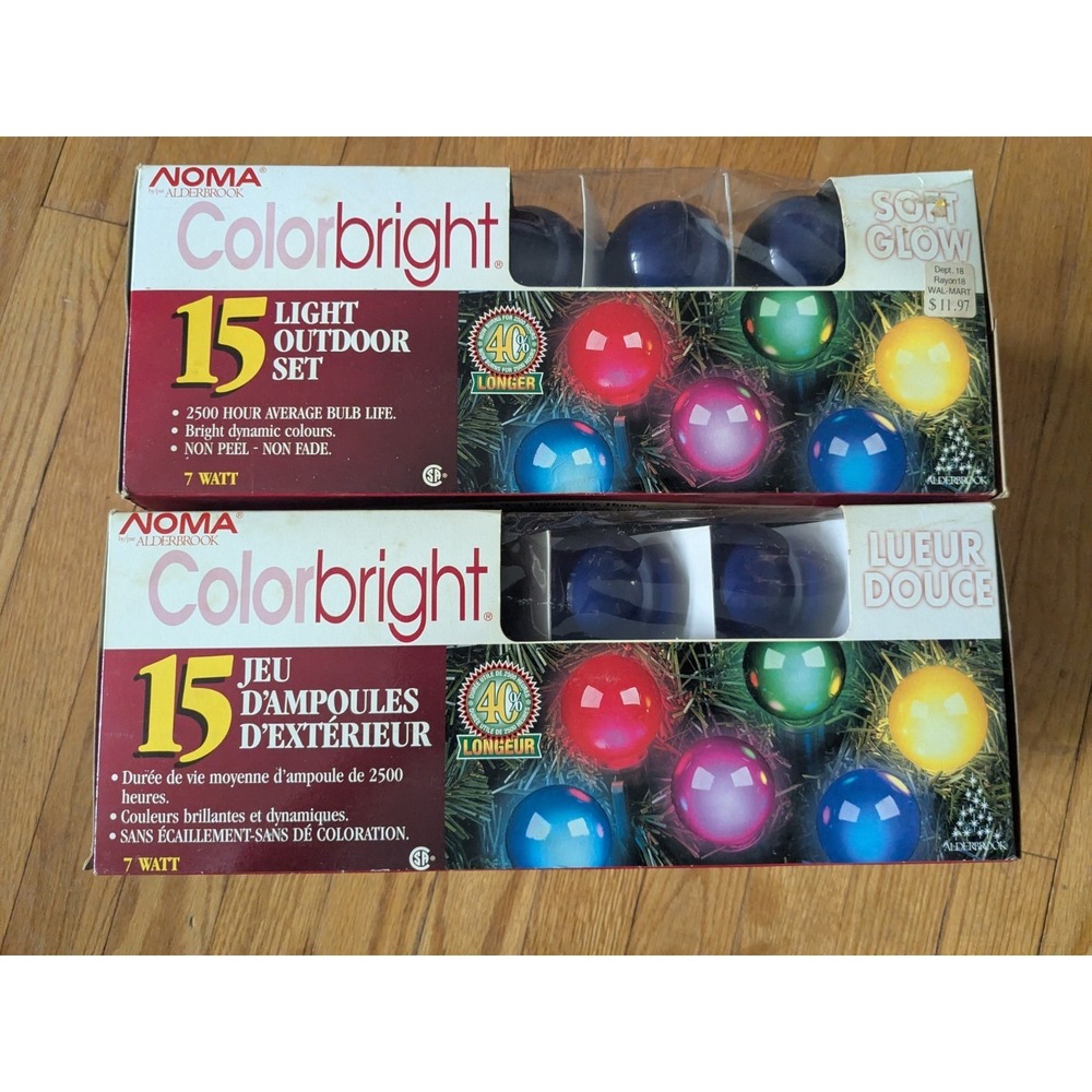 Vintage NOMA Colorbright Blue Globe Christmas Lights Lot of 2 Outdoor Sets Untes